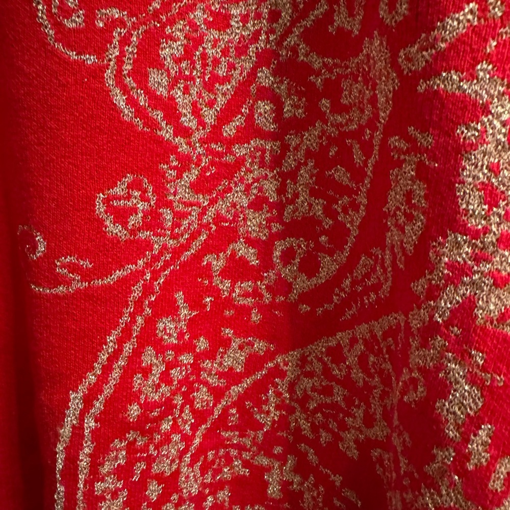 Ruby Rd. Red and Silver Patterned Tunic Sweater - Picture 2 of 13